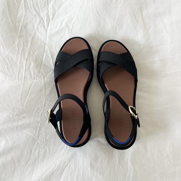 Rothy’s NWOT The Criss Cross Lightweight Wedge Platform Sandal in Black Size 9.5 - Picture 6 of 11